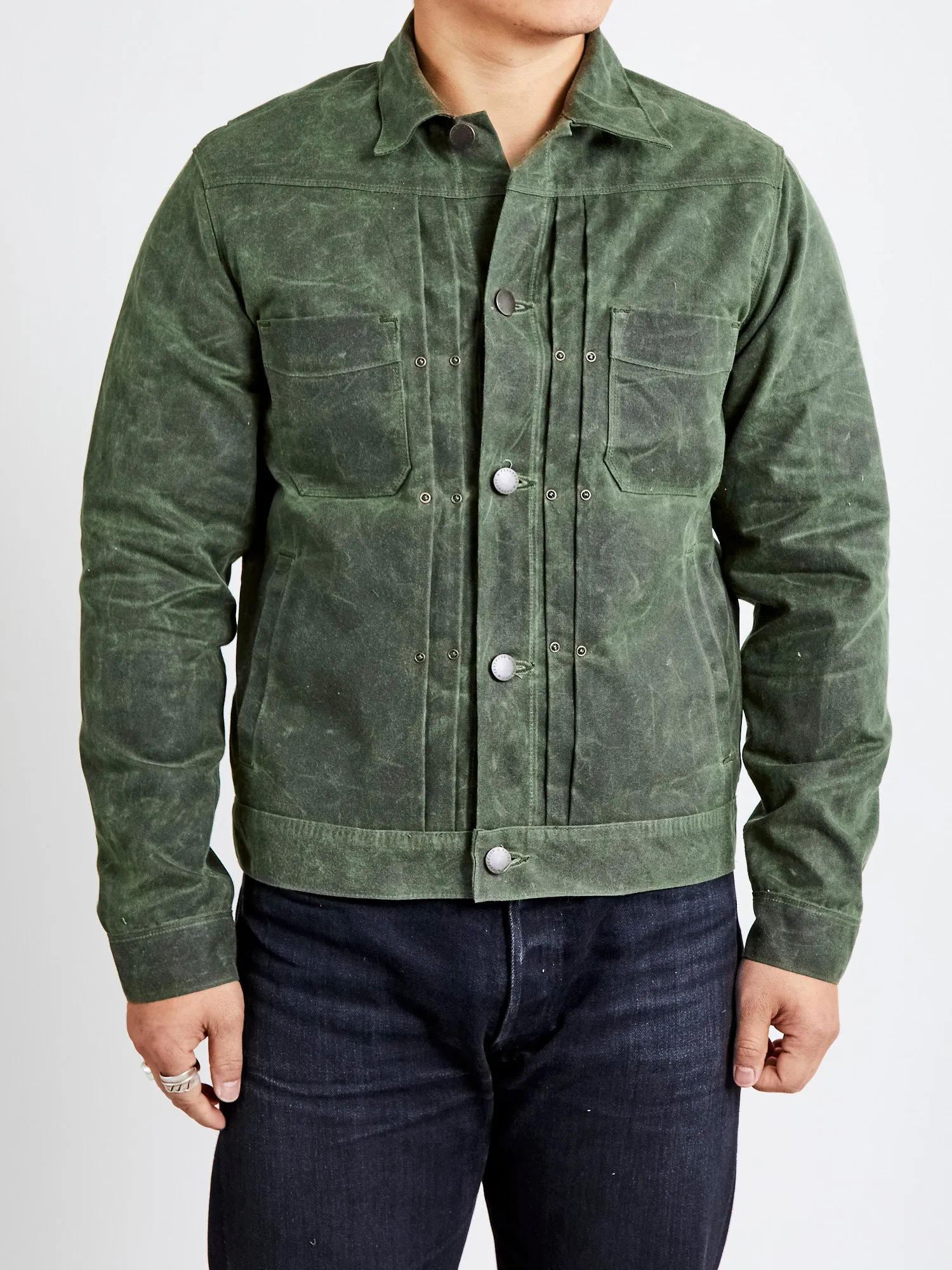 10oz Waxed Canvas Riders Jacket in Olive