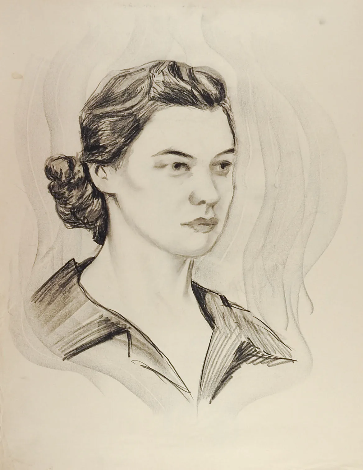 1950's Drawing Female Portrait