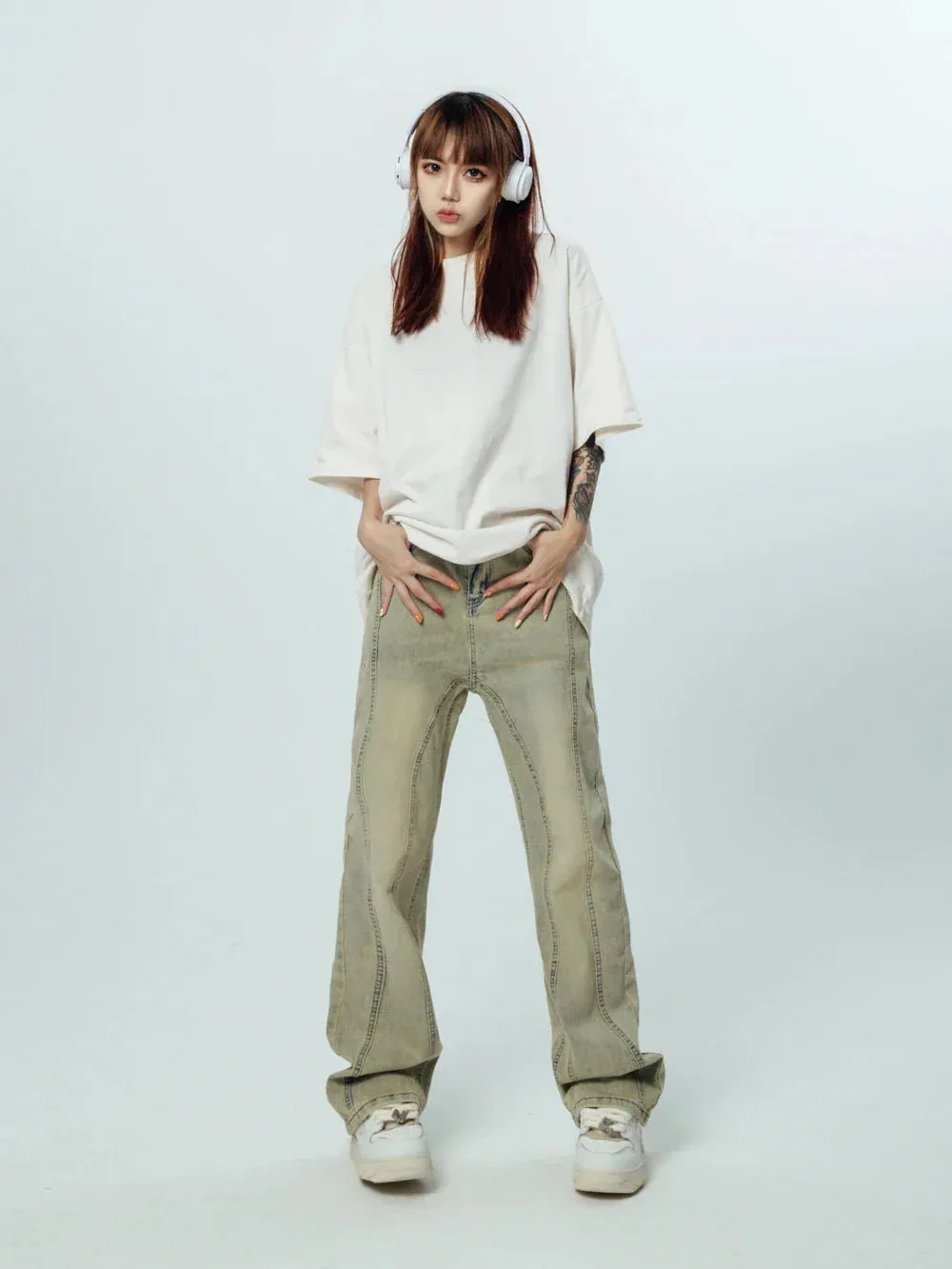 2024 Korean Baggy Graphic Y2K Jeans