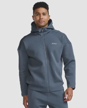 2XU Mens Commute Full Zip Hoodie - Turbulence/Harbor Mist