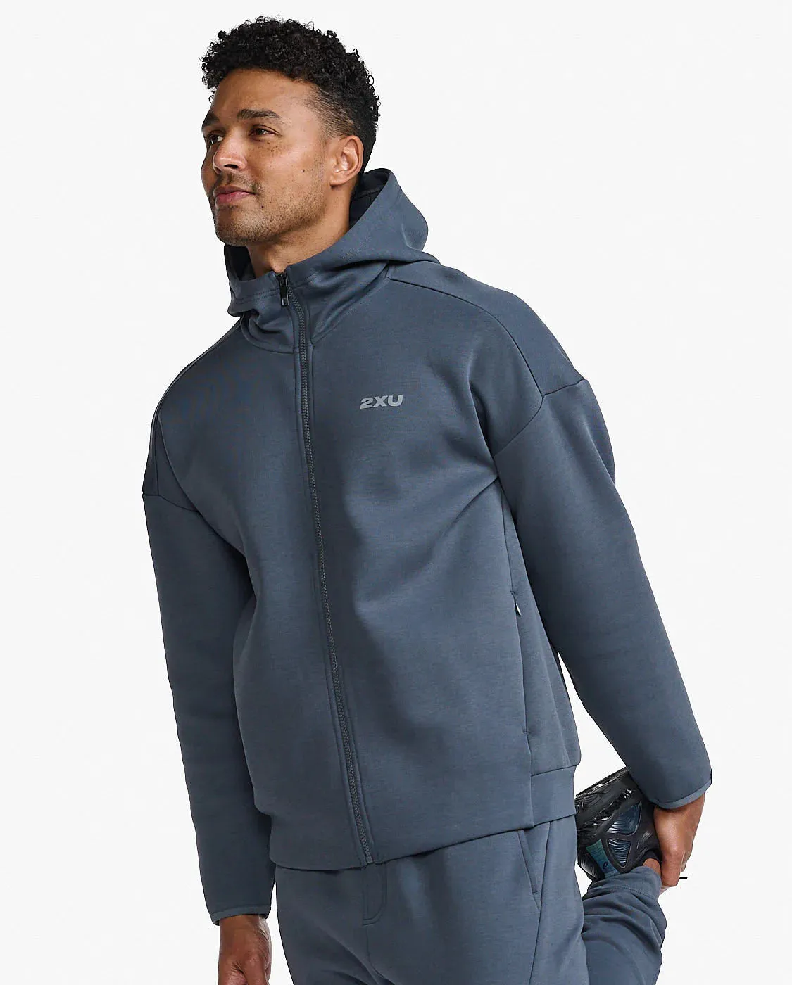 2XU Mens Commute Full Zip Hoodie - Turbulence/Harbor Mist