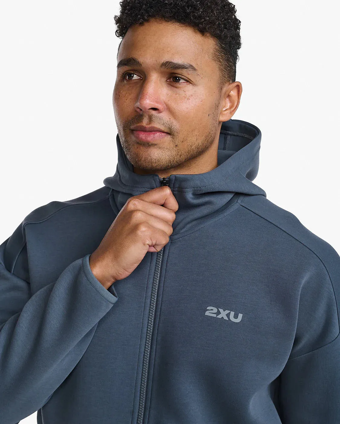 2XU Mens Commute Full Zip Hoodie - Turbulence/Harbor Mist