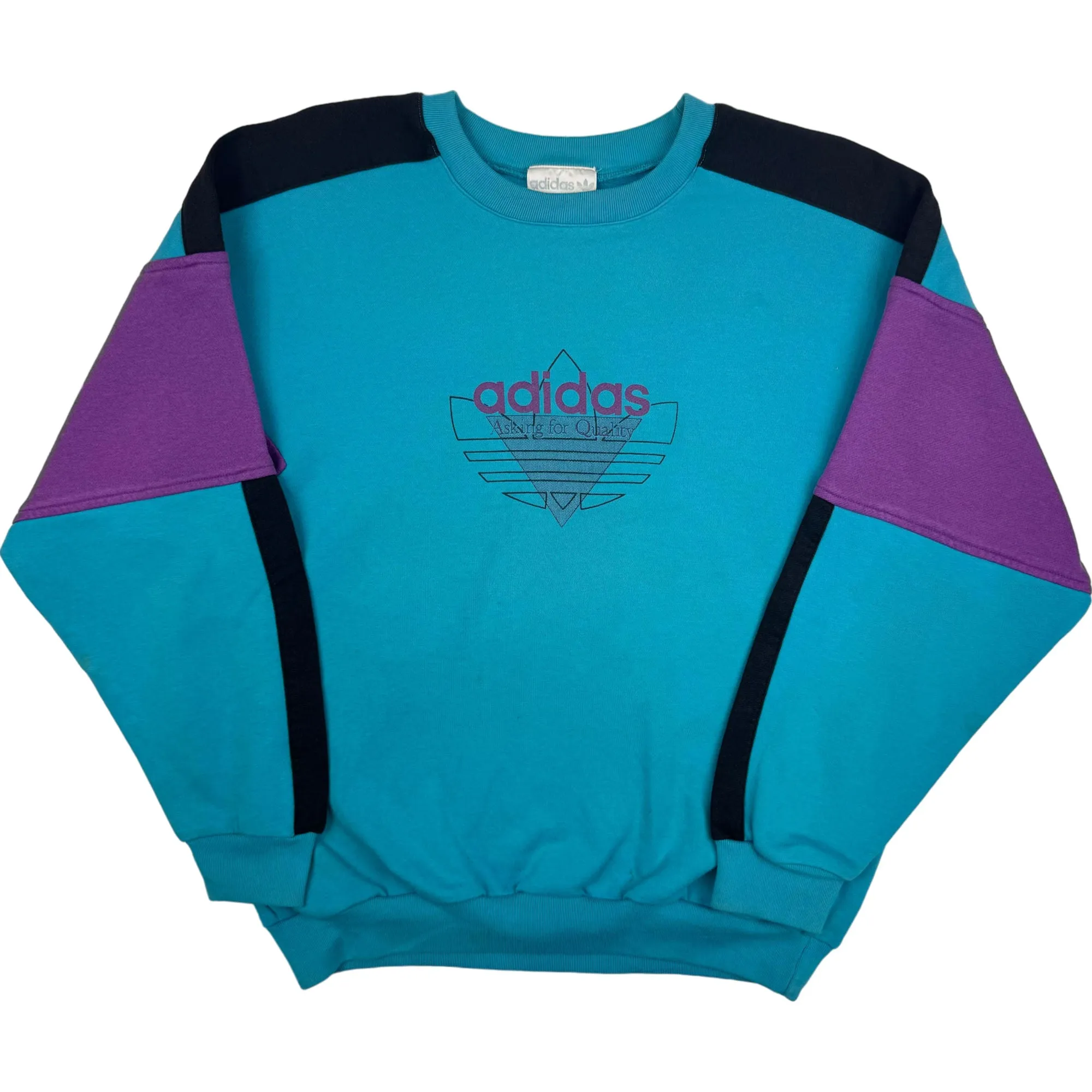 Adidas 90's Asking for Quality Colourblock Sweatshirt Teal Rare