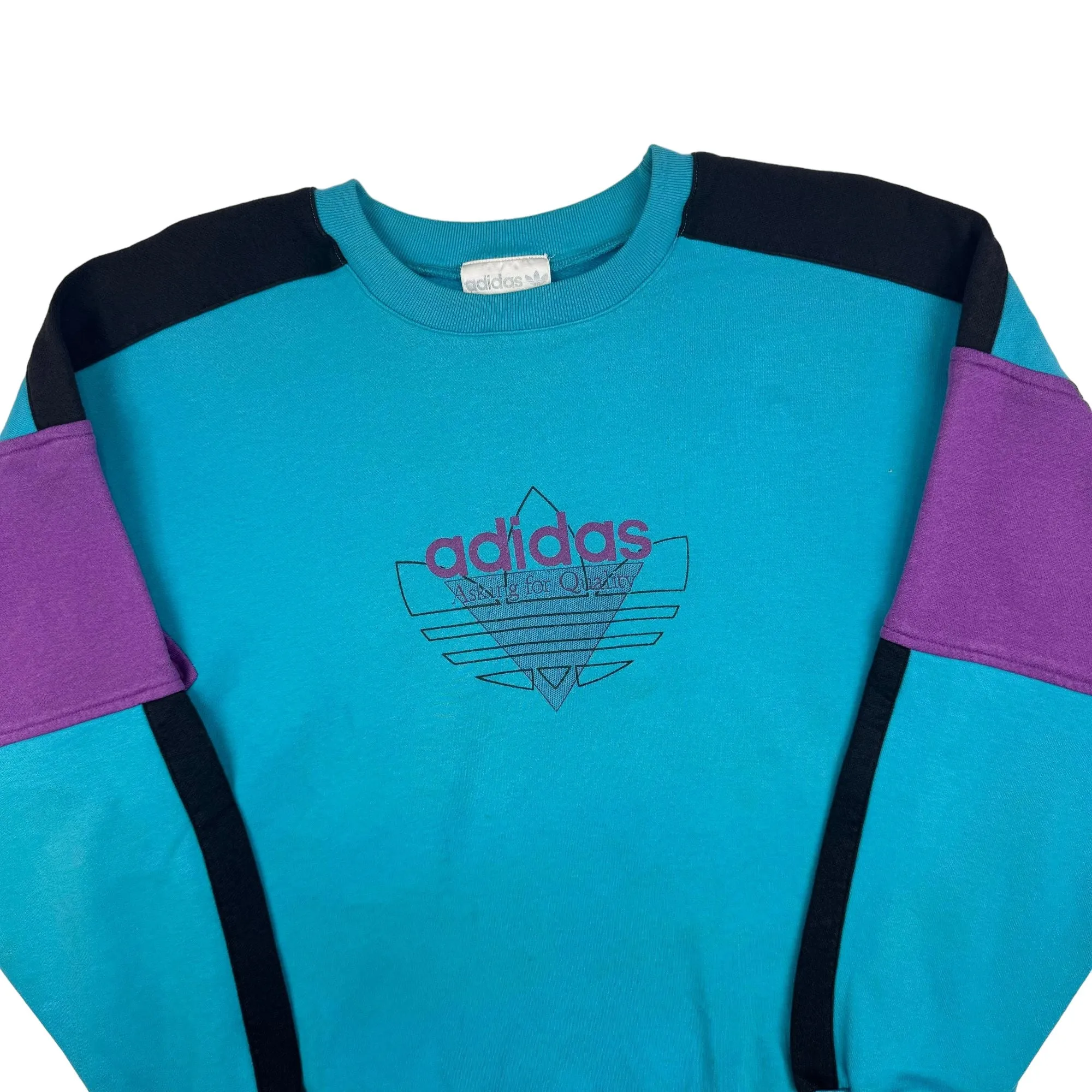 Adidas 90's Asking for Quality Colourblock Sweatshirt Teal Rare