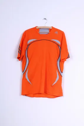 Adidas Mens XL Shirt Orange For Motion Crew Neck 3 Stripe Top Jersey