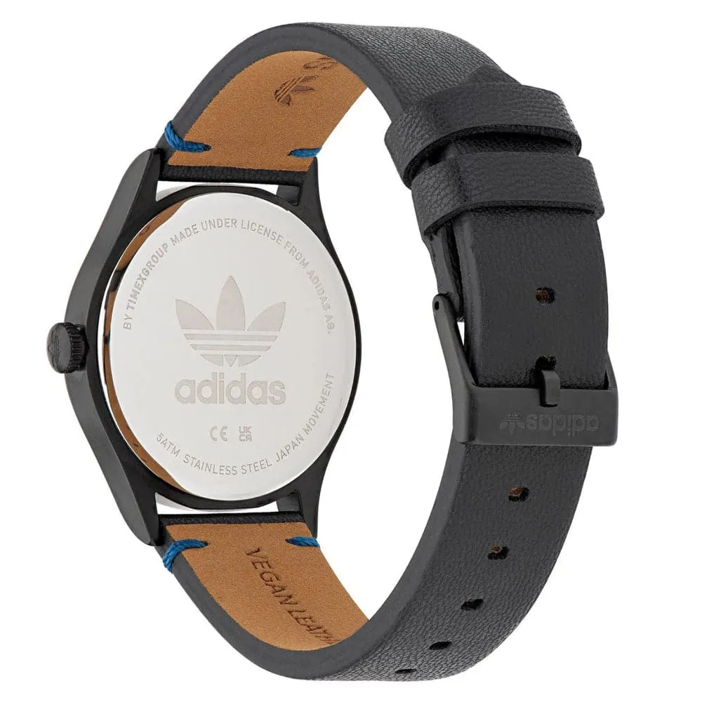 Adidas Original Black Dial Leather Strap Unisex Watch AOST23046