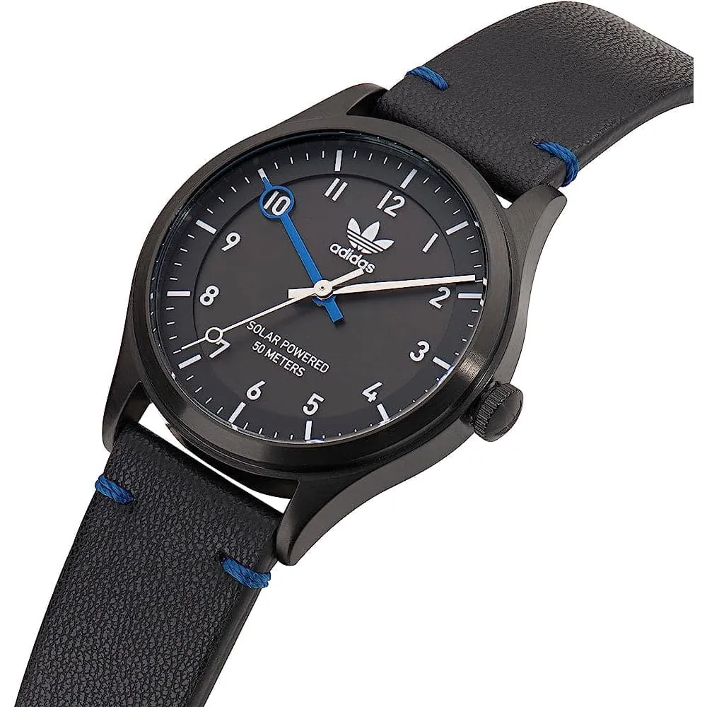 Adidas Original Black Dial Leather Strap Unisex Watch AOST23046