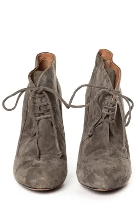 Alaïa Grey Suede Lace-Up Ankle Boots 38