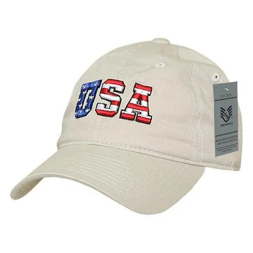 America USA Flag Letters Dad Hats - A03