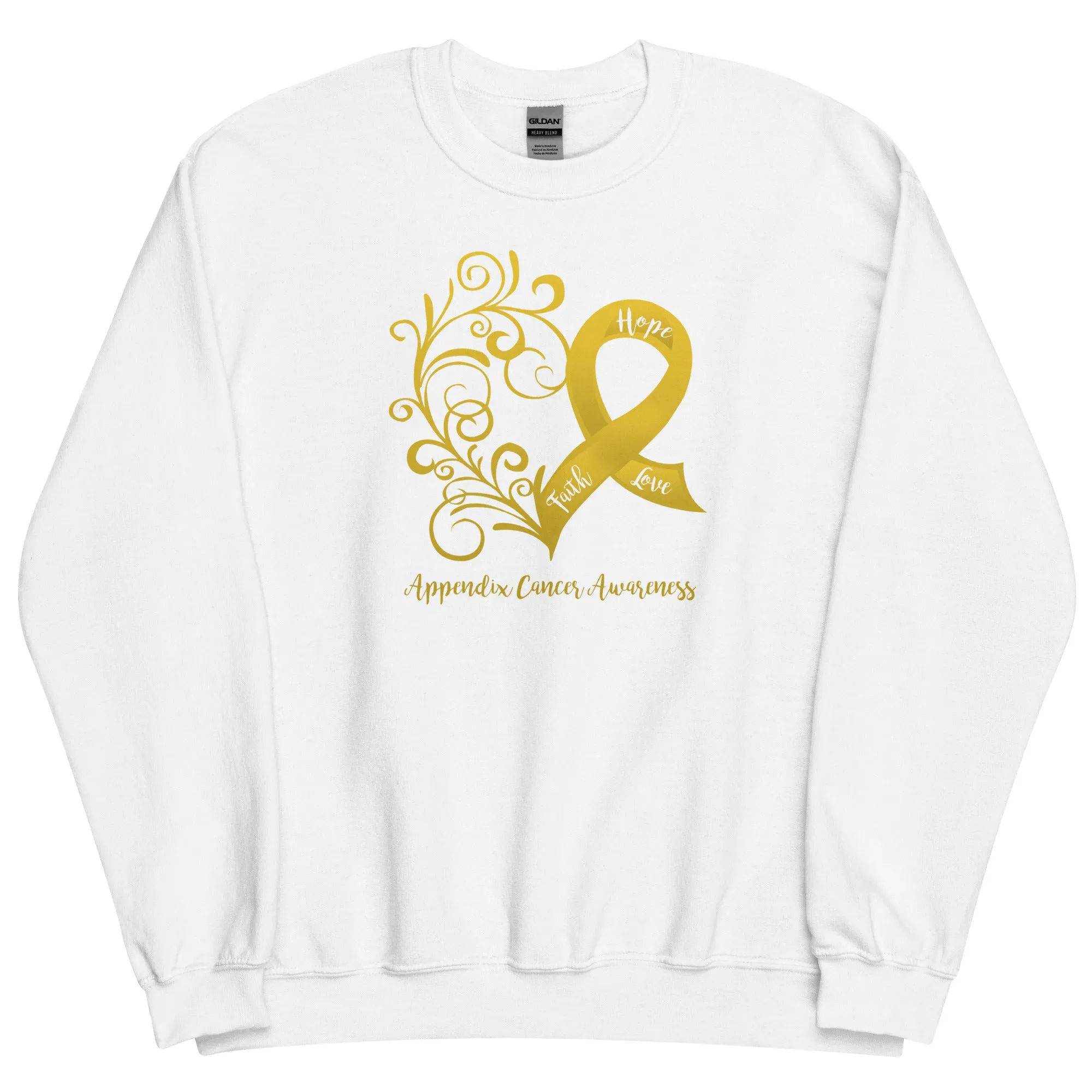 Appendix Cancer Awareness Heart Sweatshirt - Several Colors Available