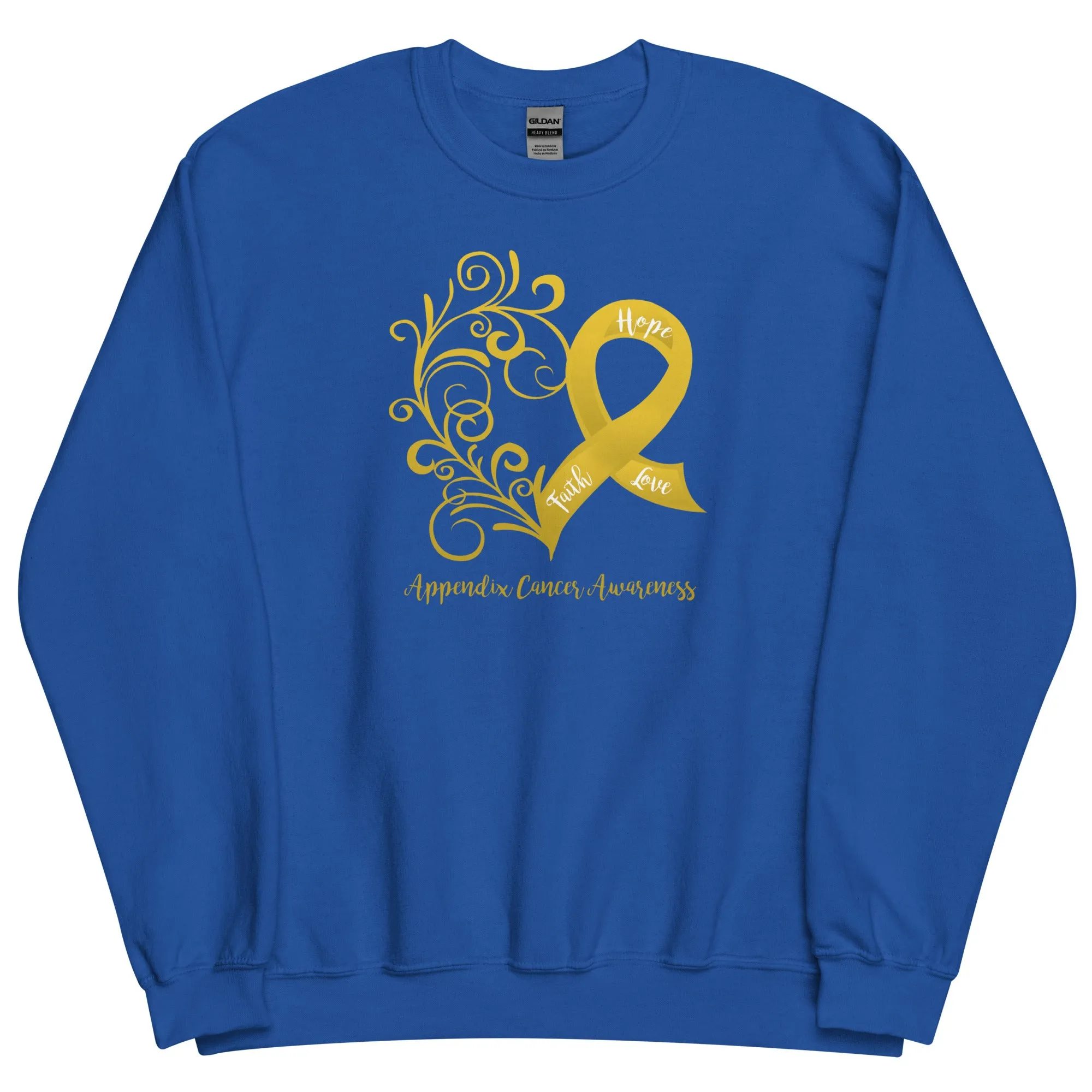 Appendix Cancer Awareness Heart Sweatshirt - Several Colors Available