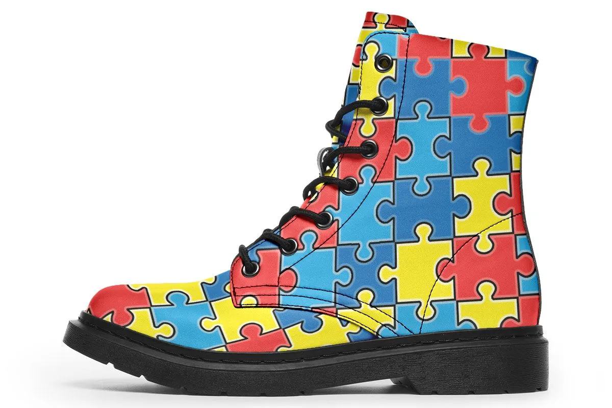 Autism Awareness Puzzle Boots