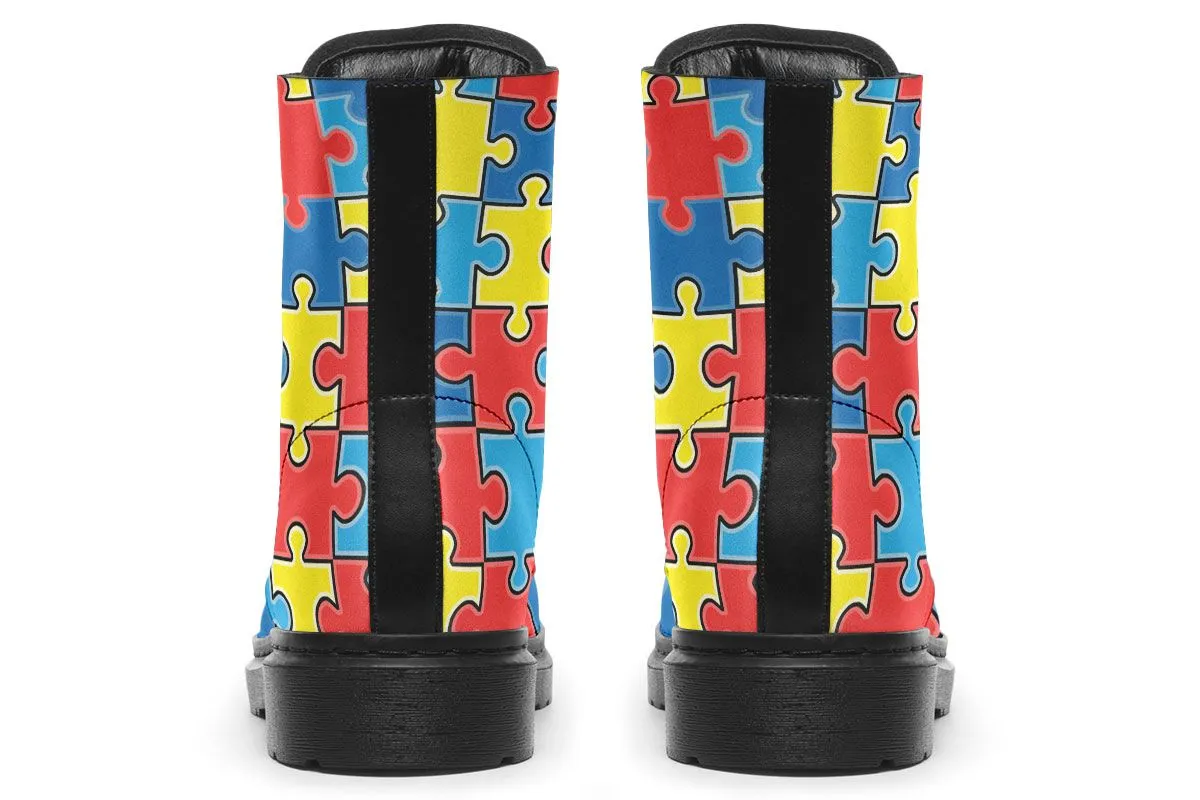 Autism Awareness Puzzle Boots