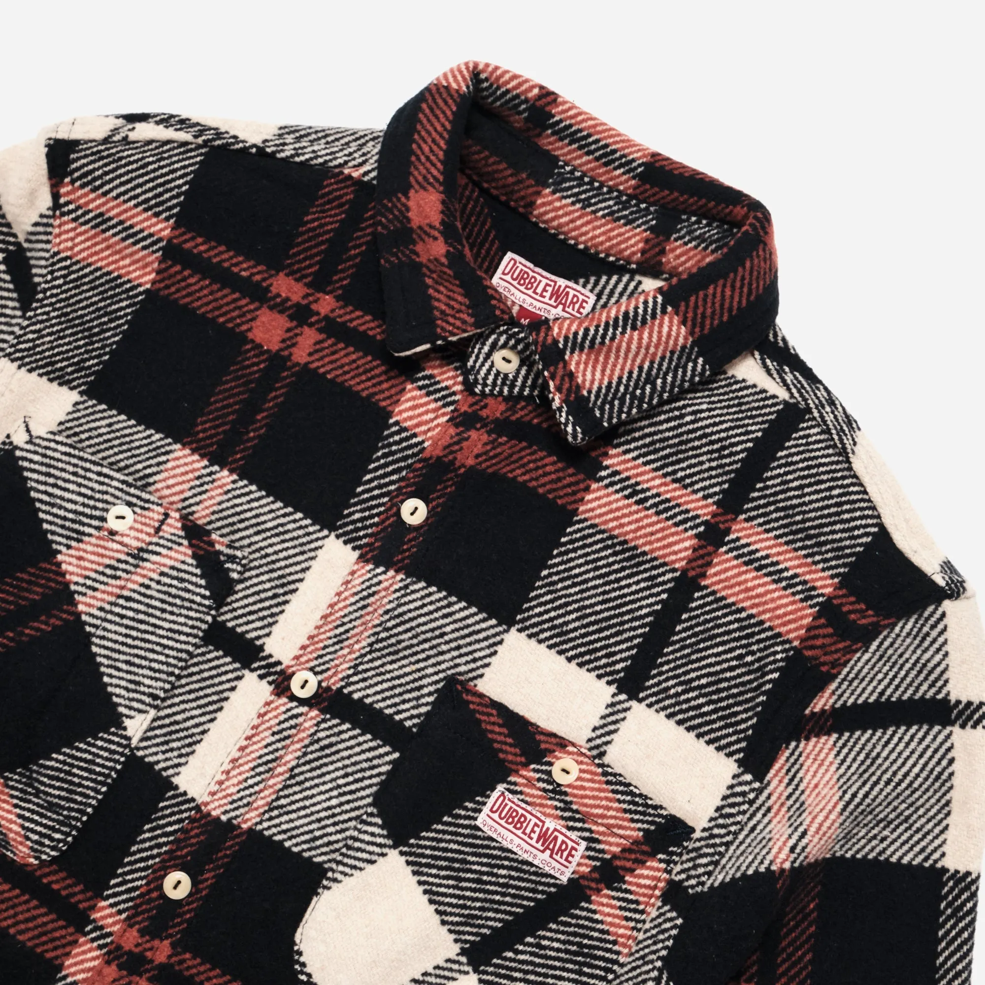 BARRINGTON BRUSHED FLANNEL SHIRT - BLACK/WHITE-RED