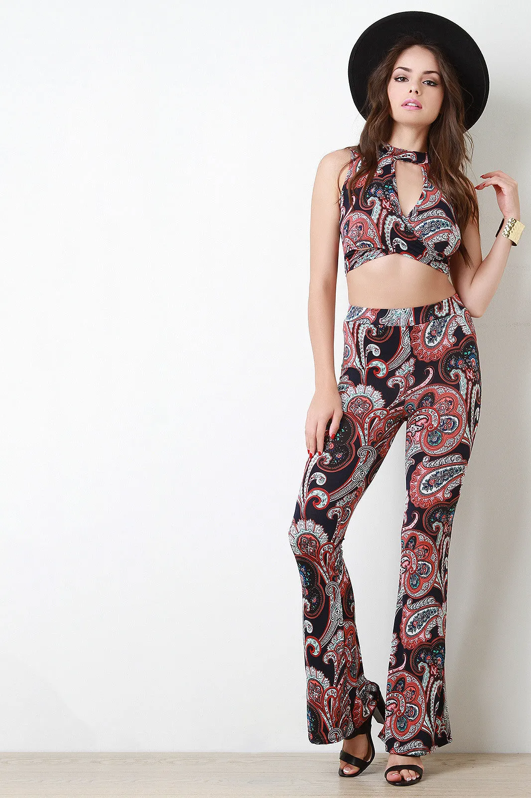 Bell Bottom Paisley High Waisted Pants