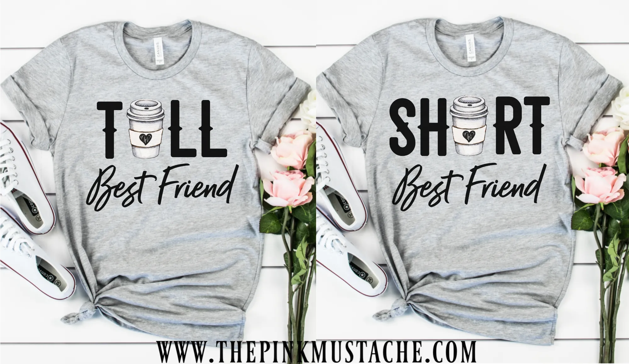 Best Friend Shirts - Tall and Short Best Friend / Coffee Themed / Funny BFF shirts