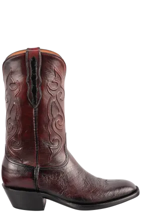 Black Jack Men's Exclusive Smooth Ostrich Cowboy Boots - Black Cherry