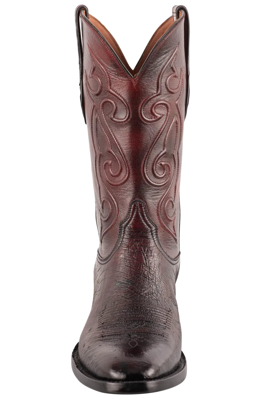 Black Jack Men's Exclusive Smooth Ostrich Cowboy Boots - Black Cherry