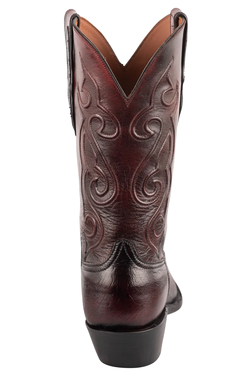 Black Jack Men's Exclusive Smooth Ostrich Cowboy Boots - Black Cherry