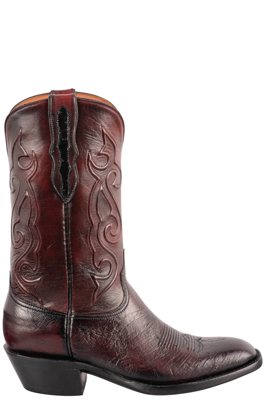 Black Jack Men's Exclusive Smooth Ostrich Cowboy Boots - Black Cherry