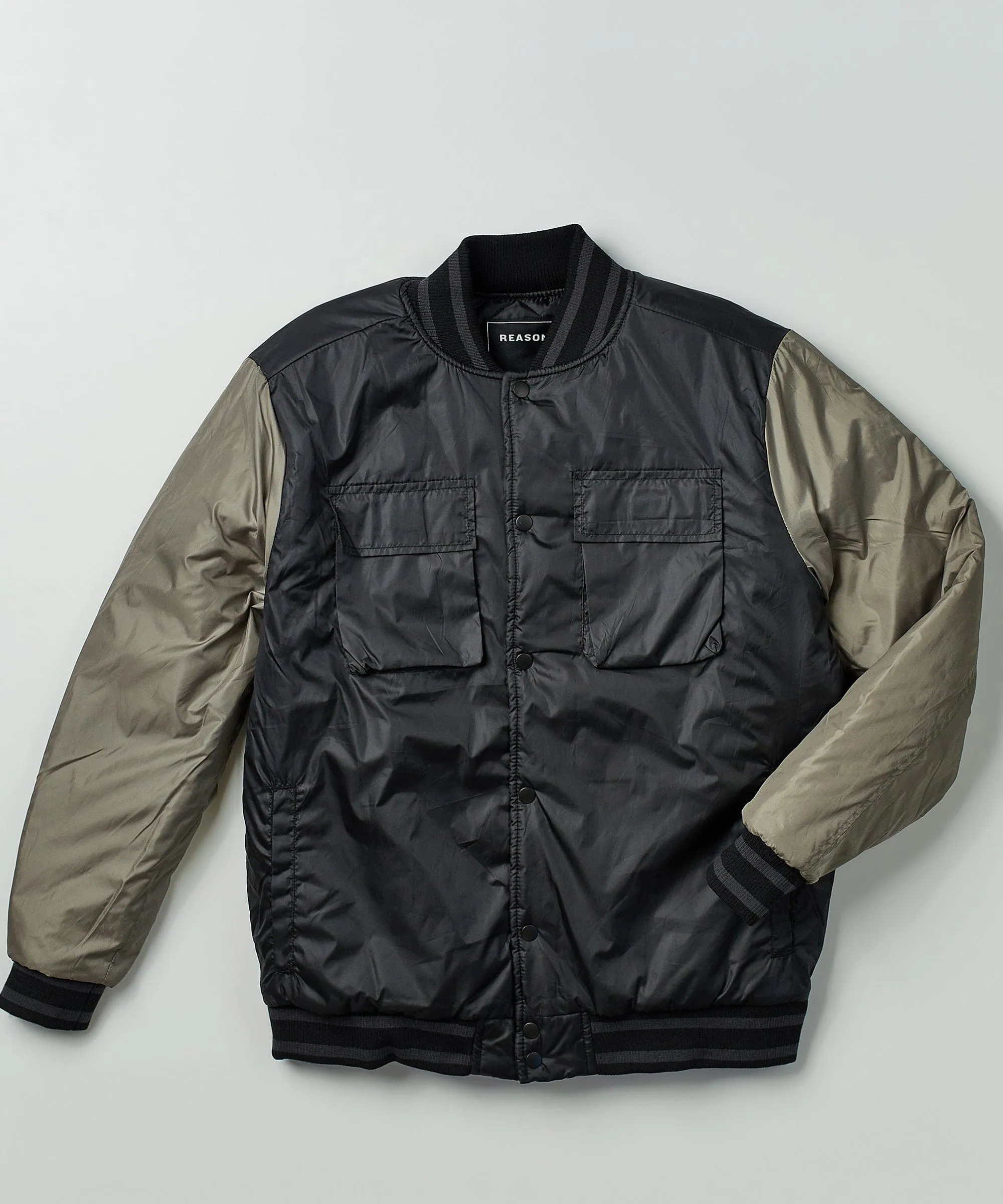 Black Out Nylon Bomber Jacket - Black