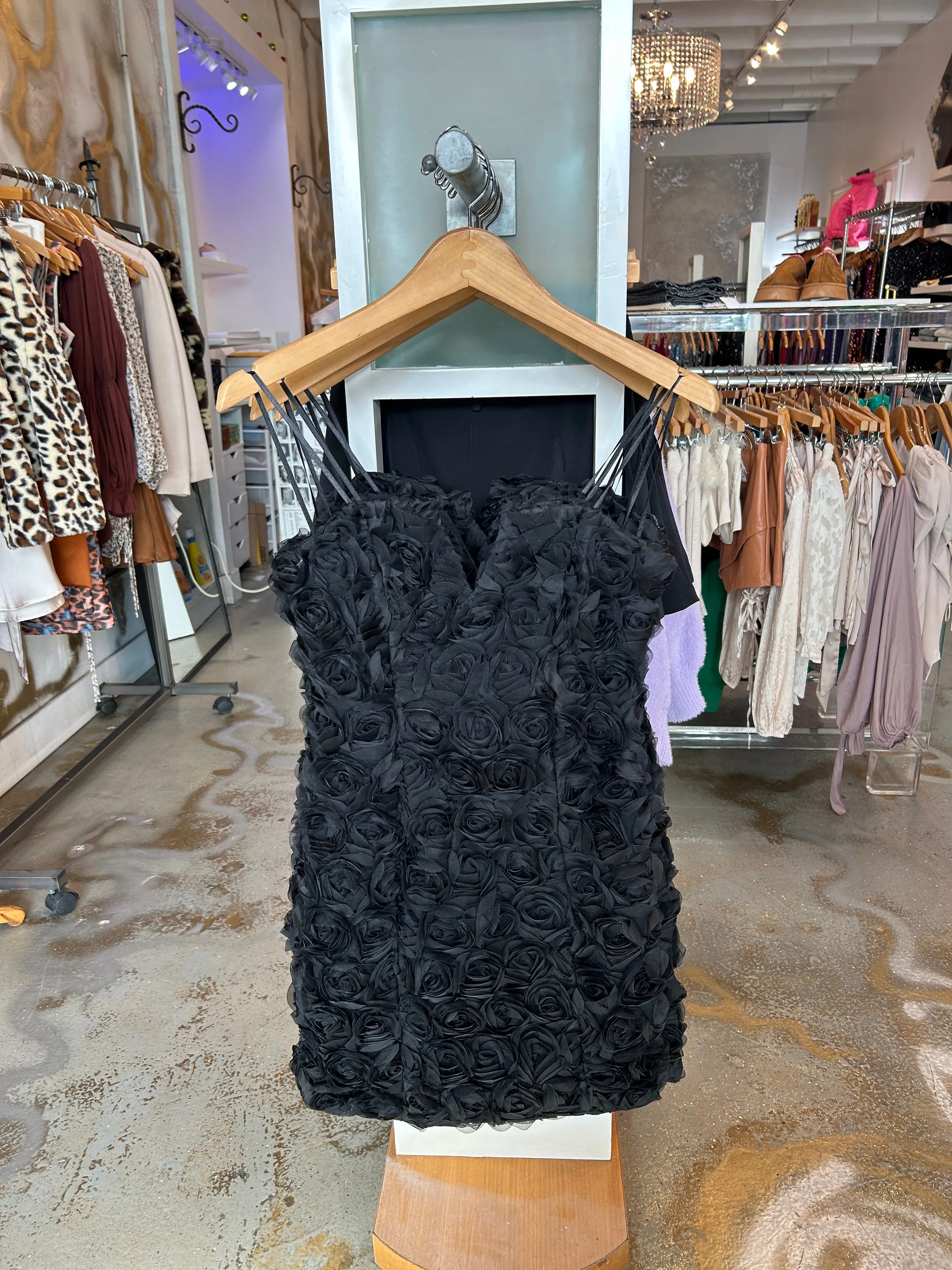 Black rose tube dress