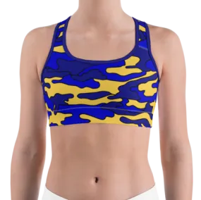 Blue & Yellow Camo Sports Bra