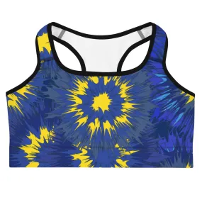 Blue & Yellow Tie Dye Sports Bra