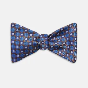 Brown and Blue Circle and Spot Silk Bow Tie