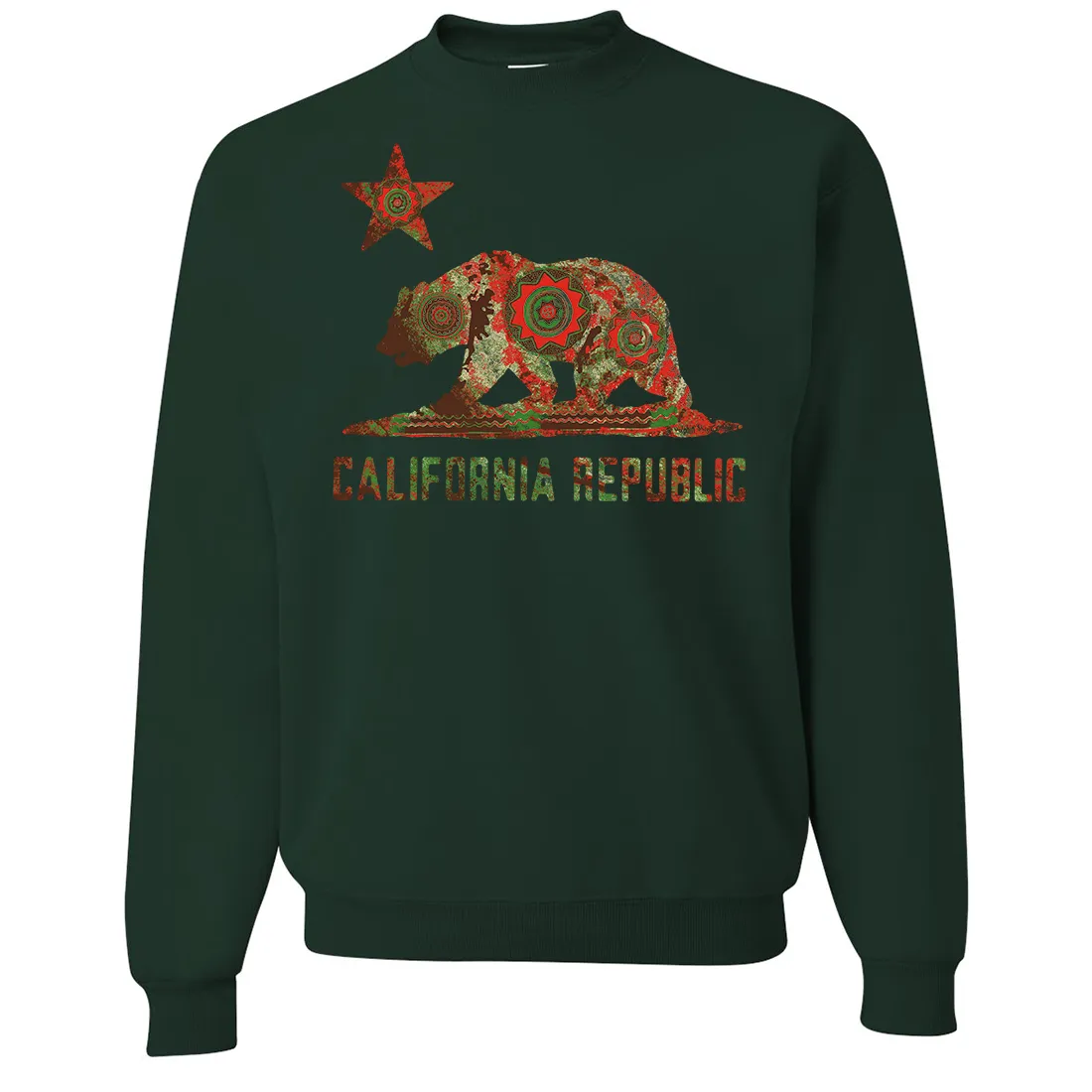 California Chumash Mandala Bear Crewneck Sweatshirt