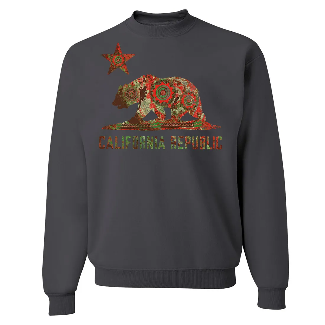 California Chumash Mandala Bear Crewneck Sweatshirt