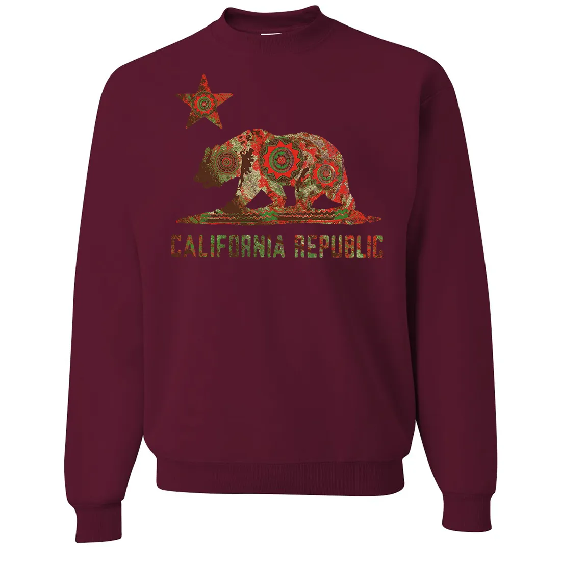 California Chumash Mandala Bear Crewneck Sweatshirt