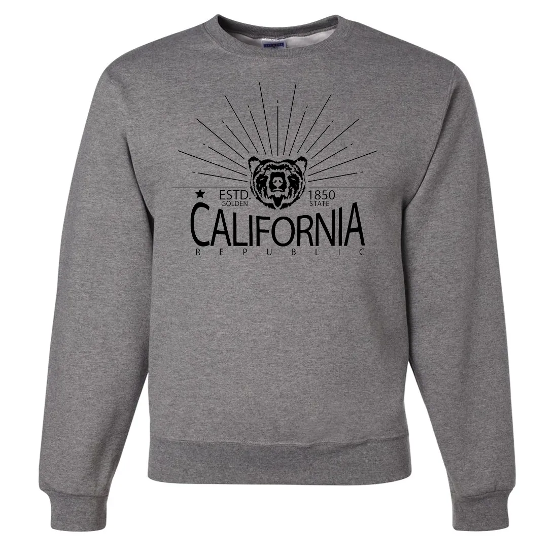 California Golden State Black Print Crewneck Sweatshirt