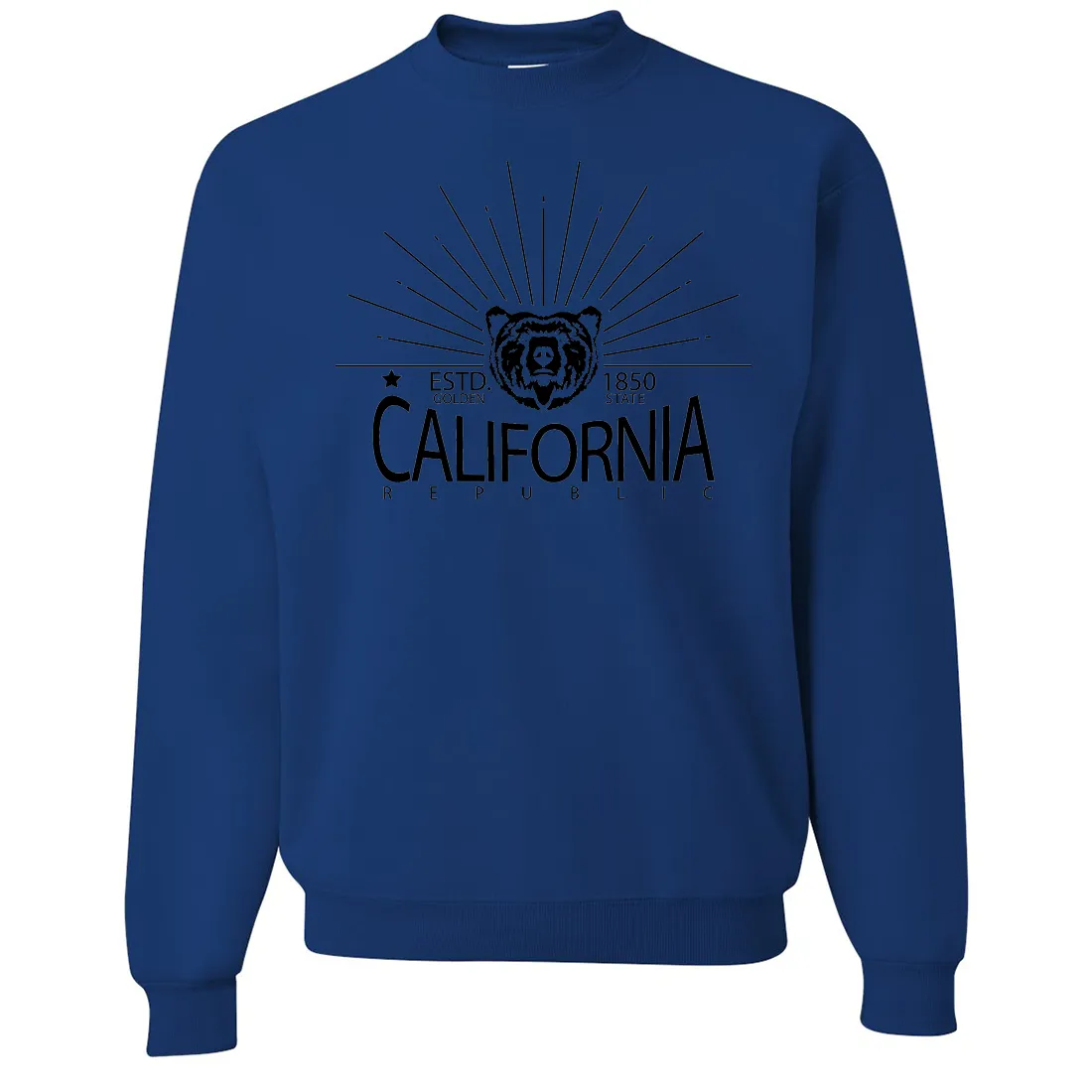 California Golden State Black Print Crewneck Sweatshirt