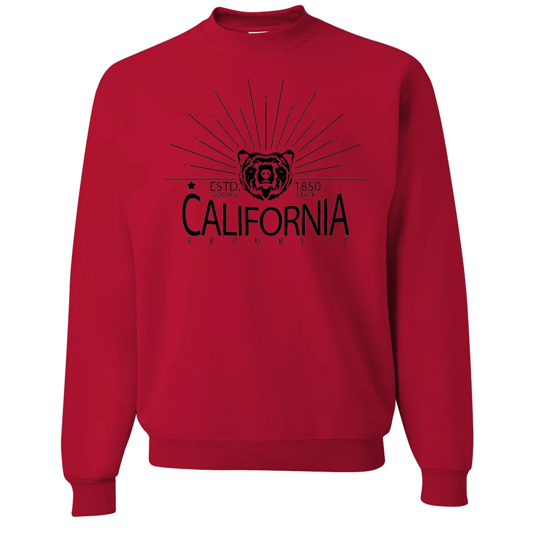 California Golden State Black Print Crewneck Sweatshirt