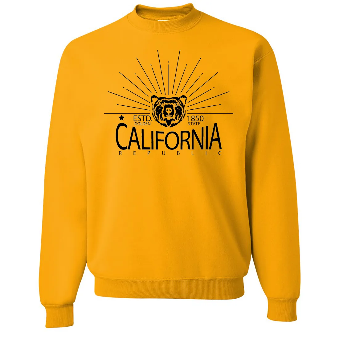 California Golden State Black Print Crewneck Sweatshirt