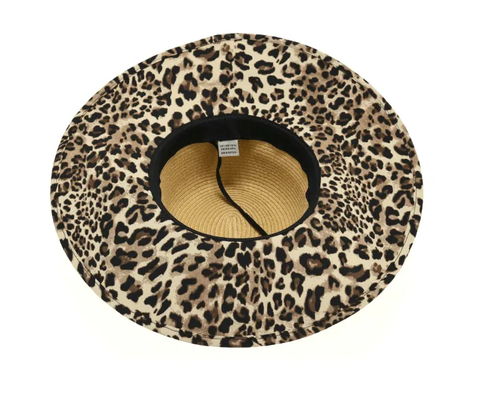 C.C Beanie Straw Brim Hat w/Leopard Print ST3003