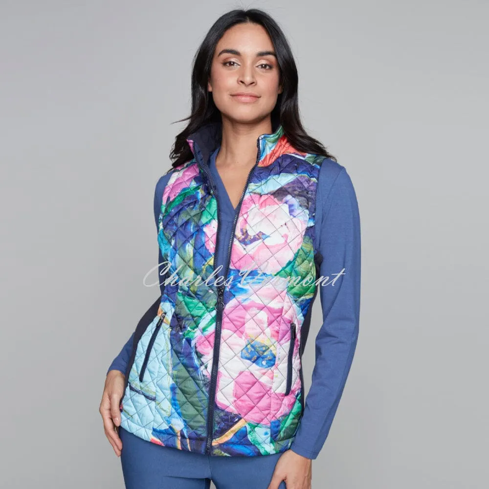 Claire Desjardins 'Pink Peonies' Quilted Gilet - Style 91715