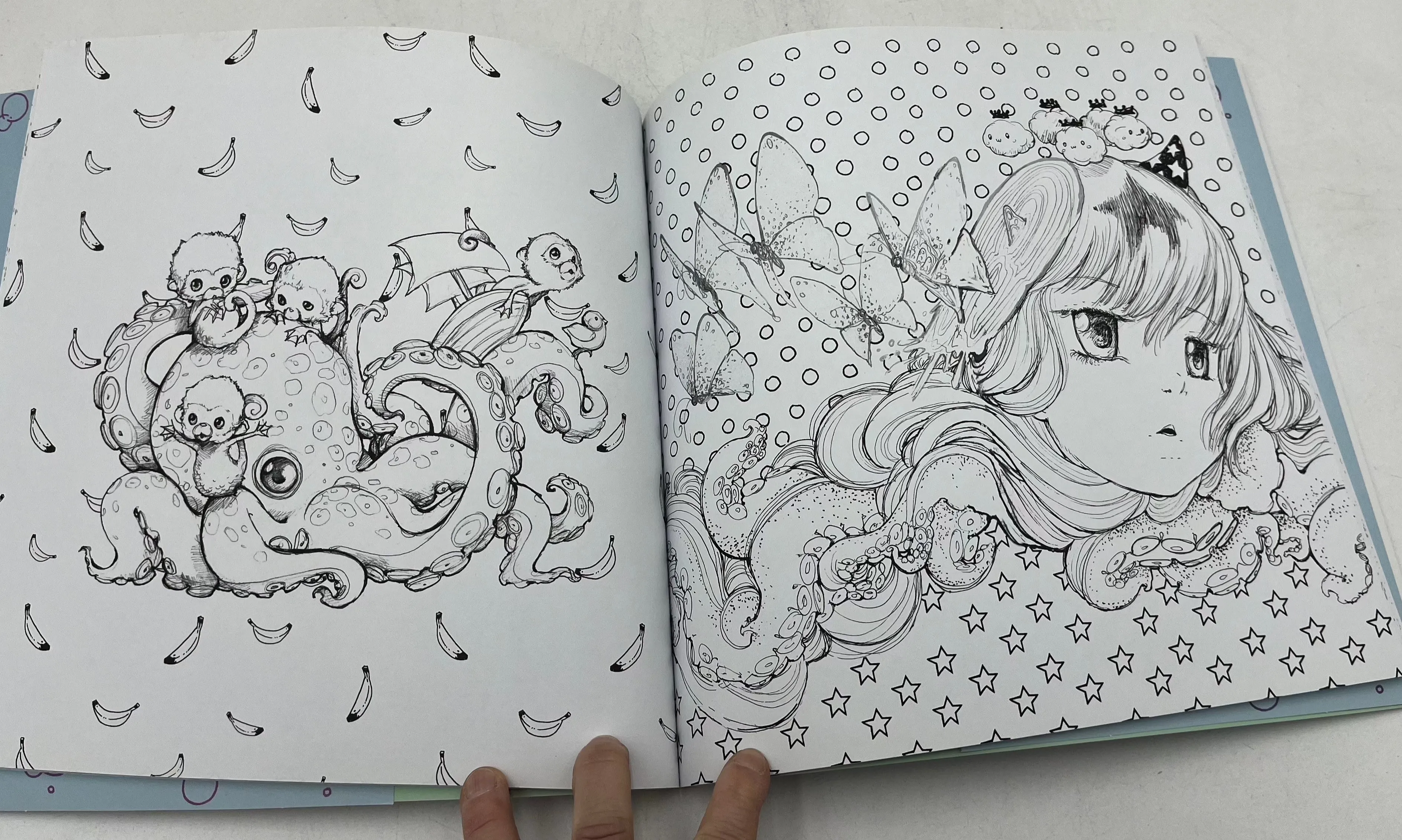 Coloring Book, Manga Mermaids and Other Sea Creatures