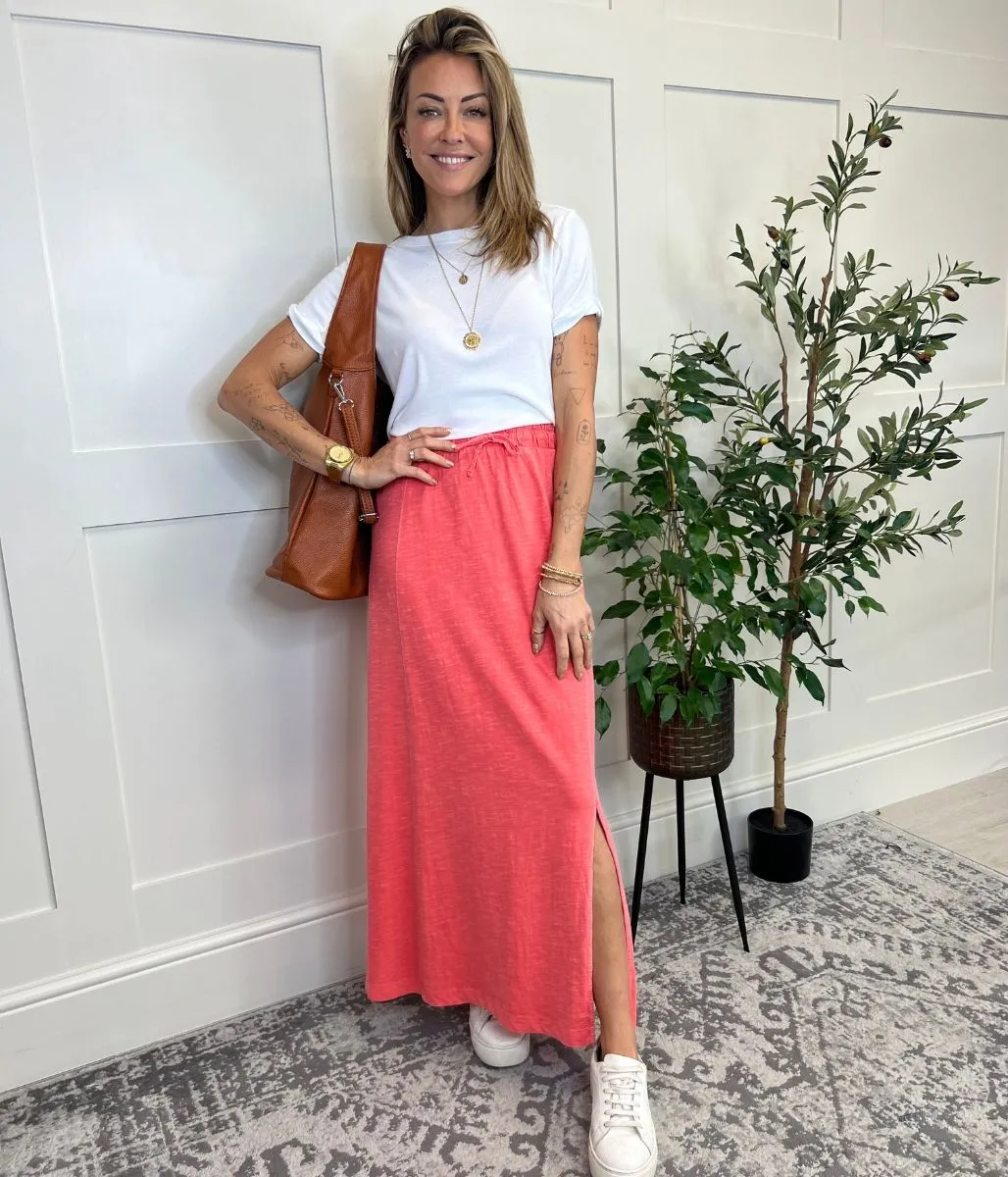 Coral Jersey Midaxi Skirt