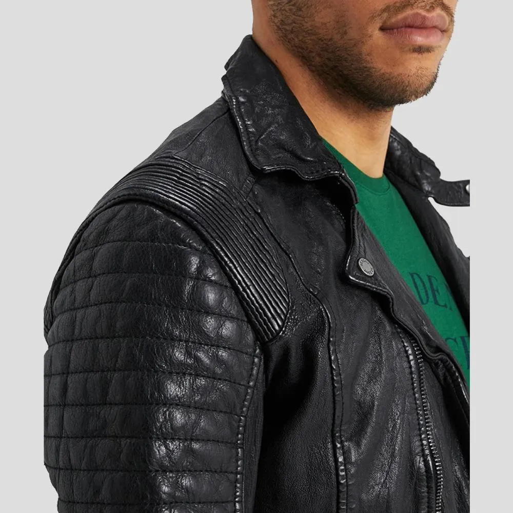 Dale Black Quilted Lambskin Leather Jacket