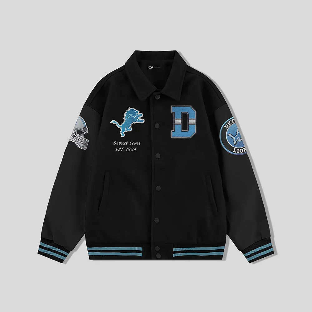 Detroit lions Collared Varsity Jacket - NFL Letterman Jacket - Clubs Varsity