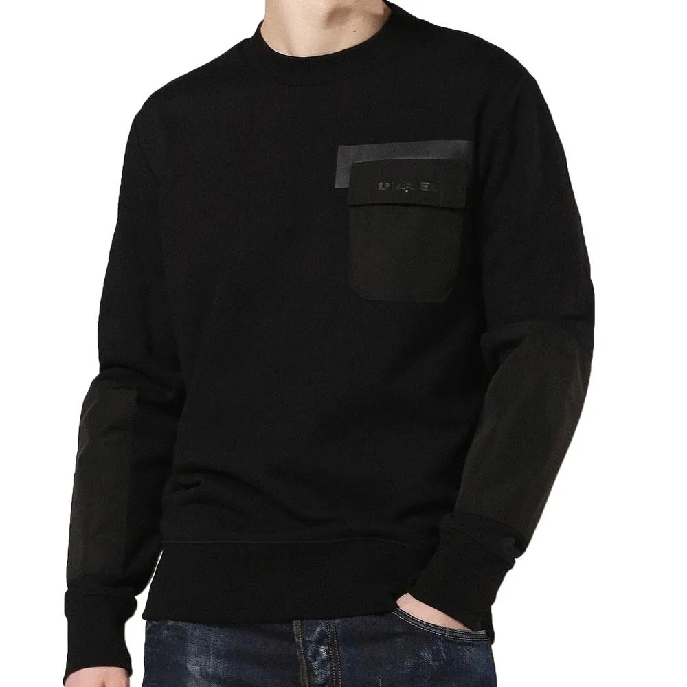 Diesel Black S-Crome Cotton Jersey Sweatshirt