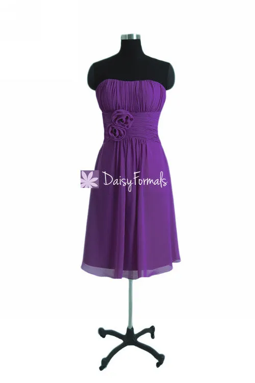 Empire Deep Lilac Chiffon Bridesmaids Dress Rich Lilac Beach Party Dress (BM2460)