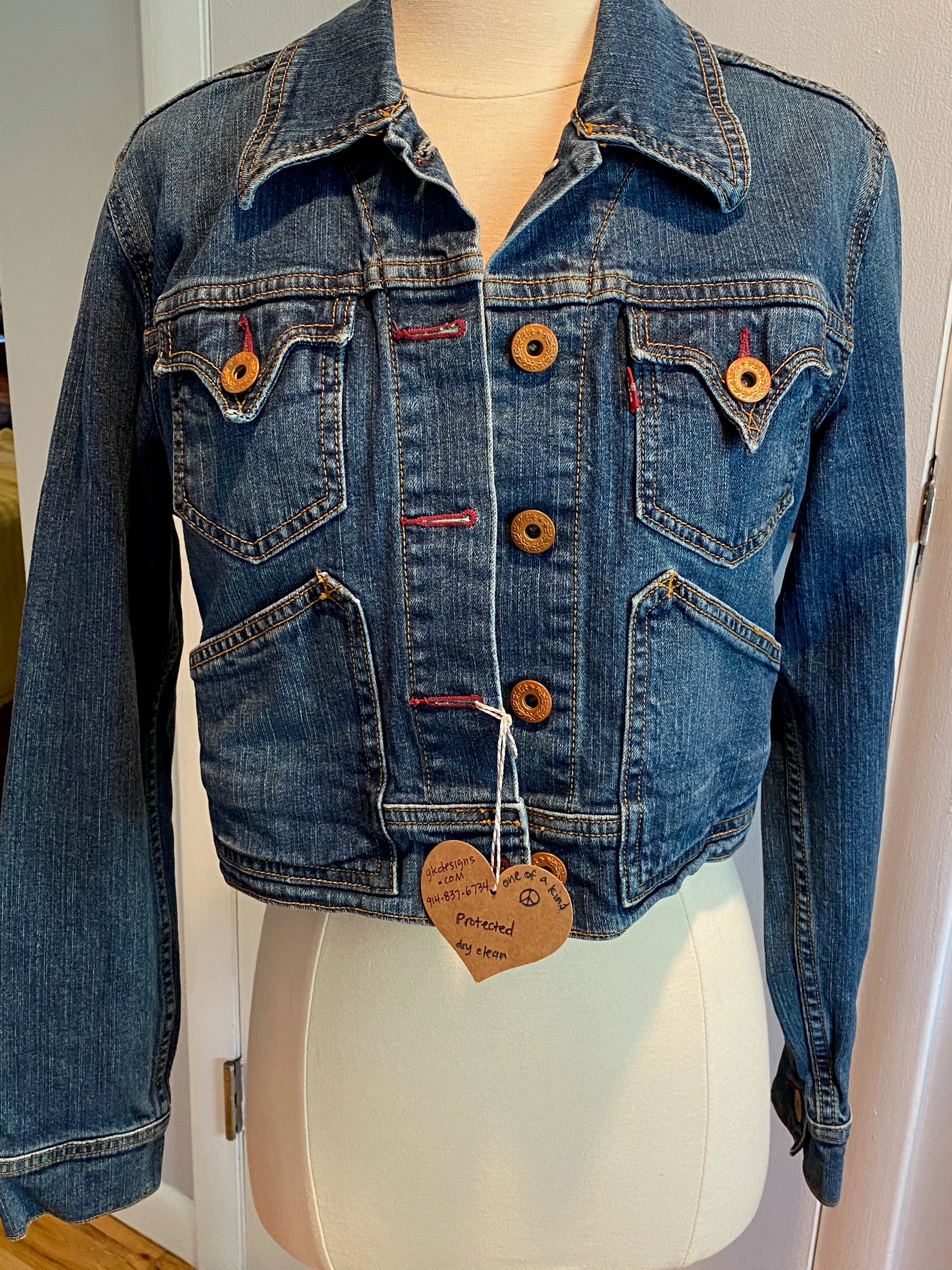 Evil Eye Sequin Jean Jacket Size M/L