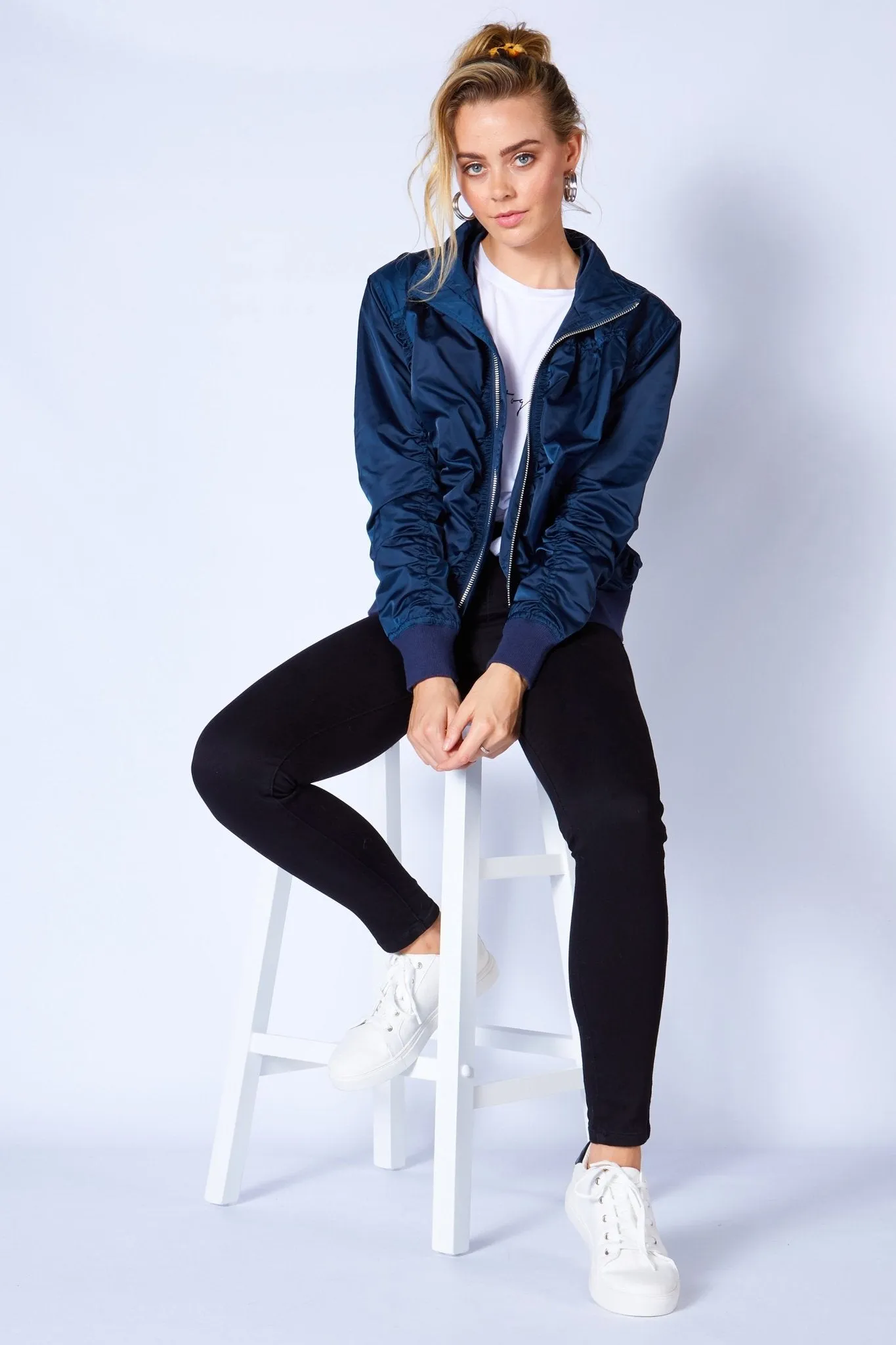 Fate   Becker Weekender Bomber Jacket in Navy Nights