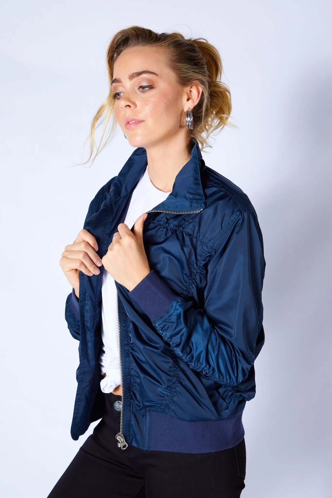 Fate   Becker Weekender Bomber Jacket in Navy Nights