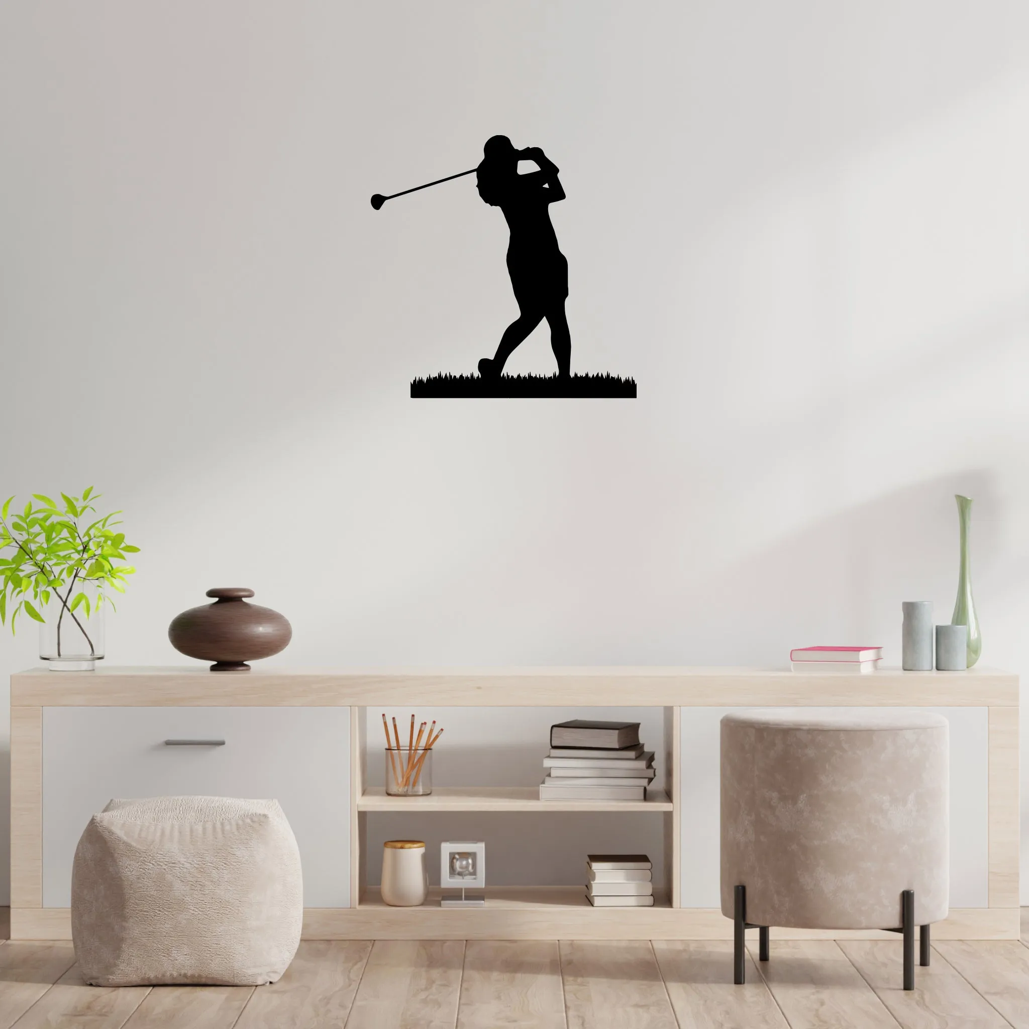 Female Golfer - Metal Wall Art