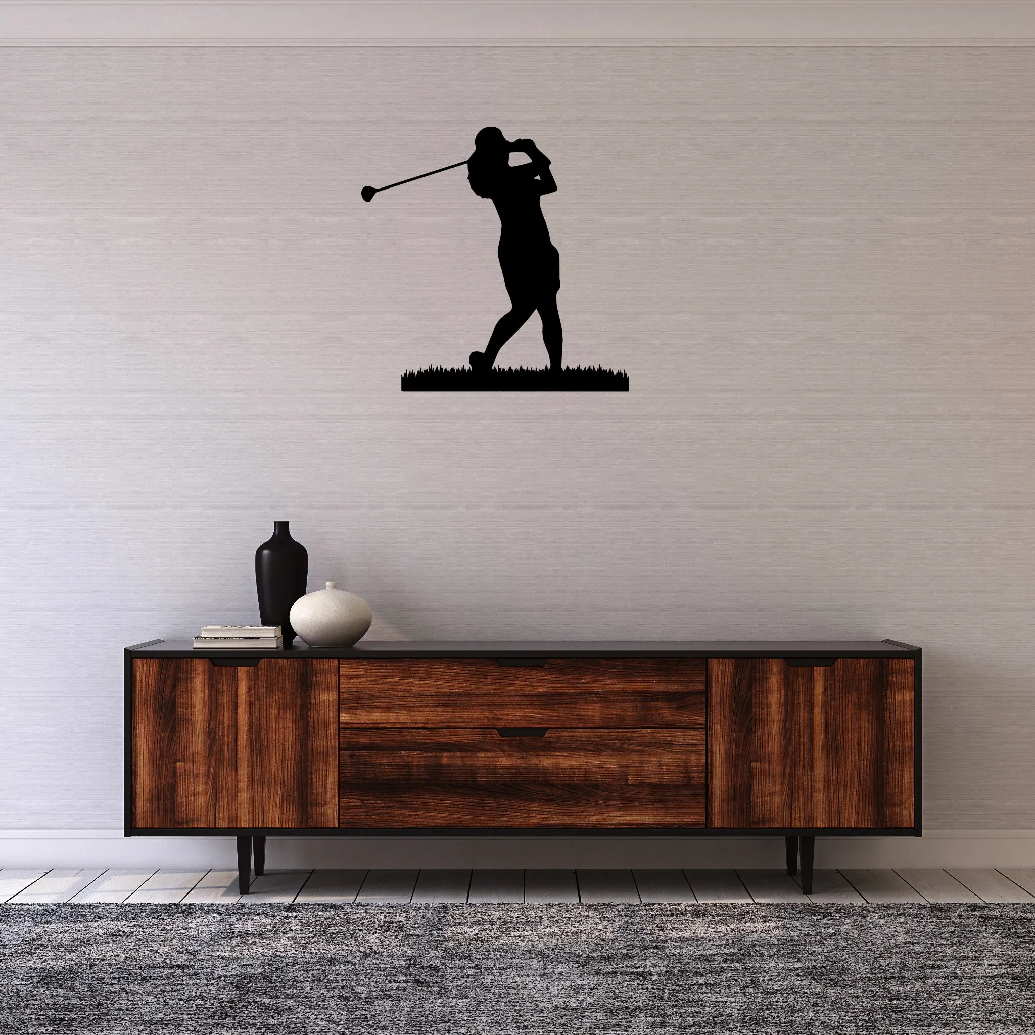 Female Golfer - Metal Wall Art