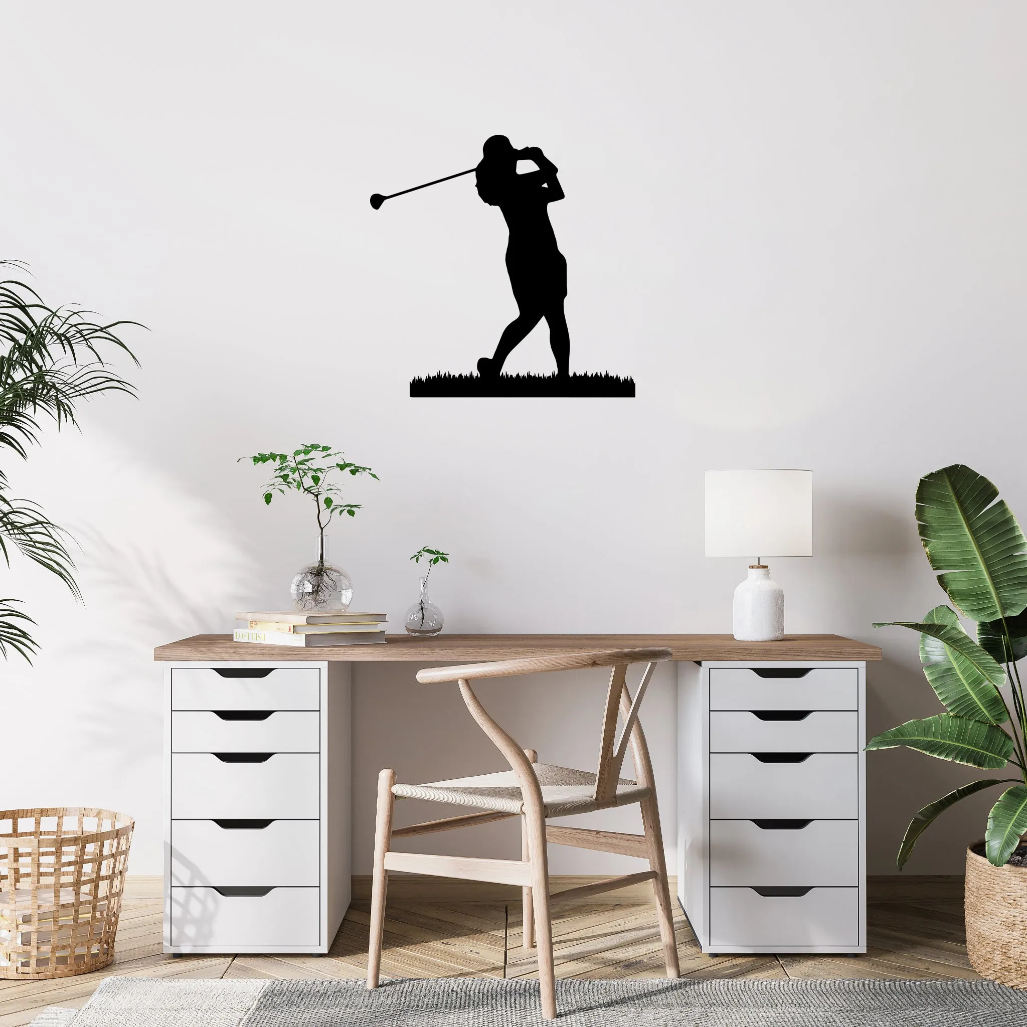 Female Golfer - Metal Wall Art